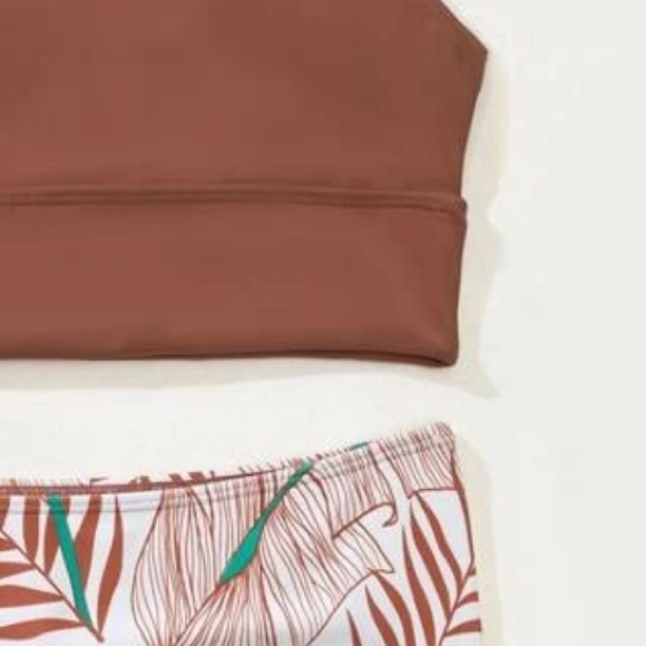 Tropical Palm Leaves Rust Emerald Bikini NWOT - Picture 5 of 9